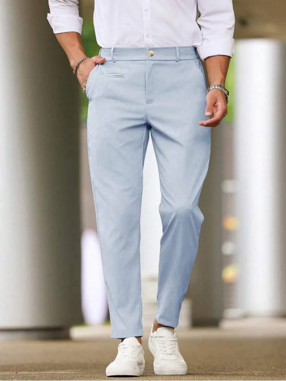 Men's Light Blue Slim Dress Pants Size XL
